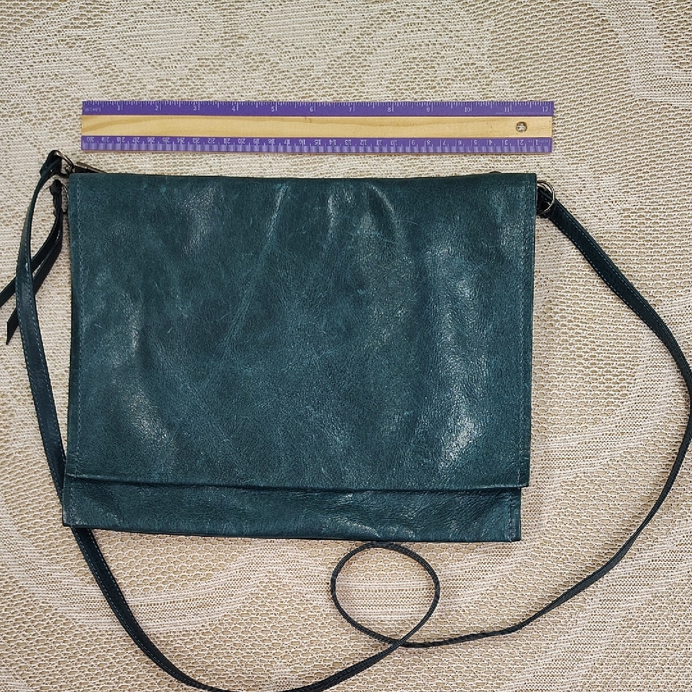 Rough & Tumble Leather "Made One At A Time In Maine" Dark Teal Crossbody Bag
